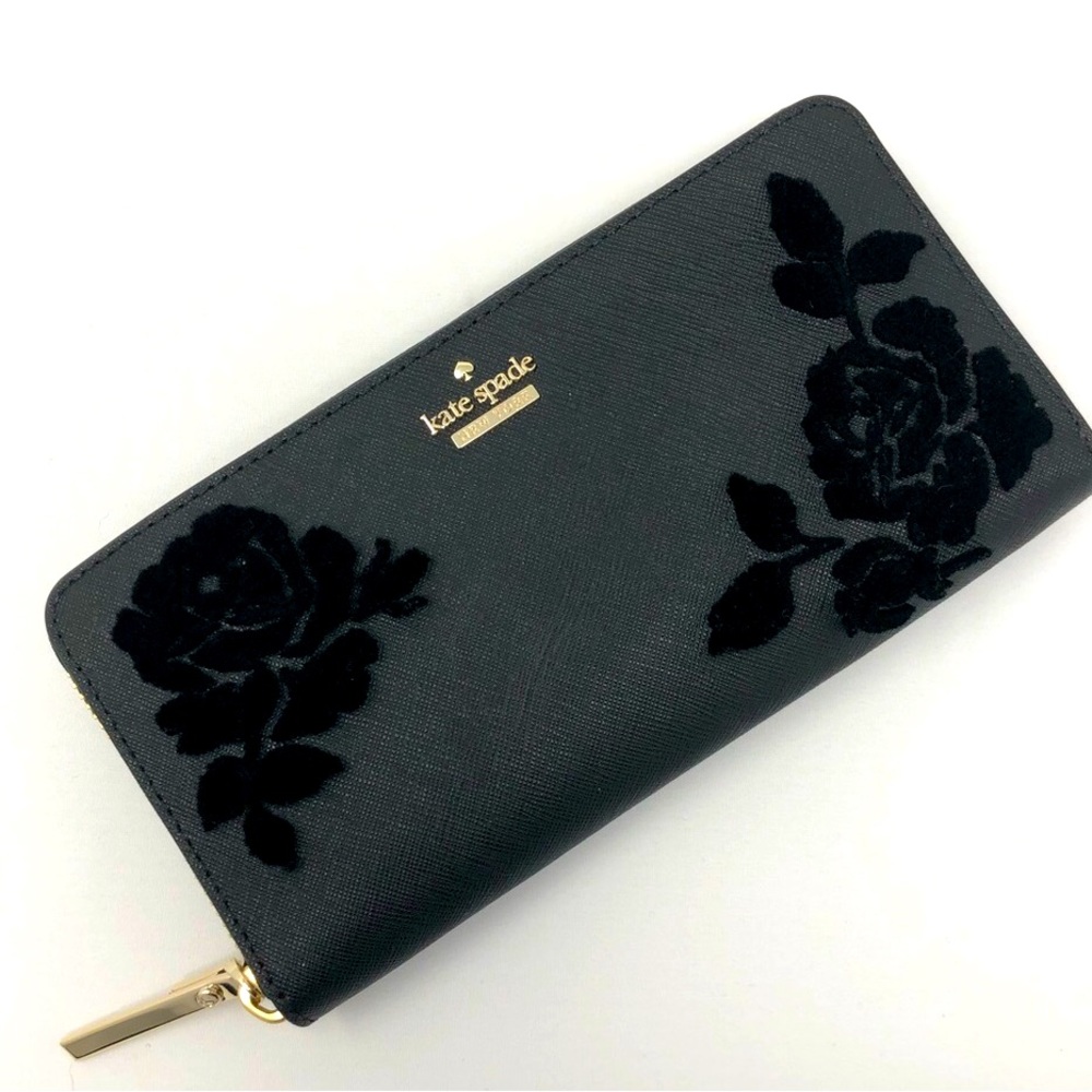 Kate Spade Cameron Street Flocked Roses Lacey Wallet style PWRU6571 RARE HTF
